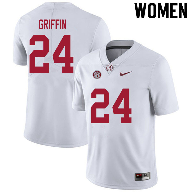 Alabama Crimson Tide Women's Clark Griffin #24 White NCAA Nike Authentic Stitched 2020 College Football Jersey YS16O64BD